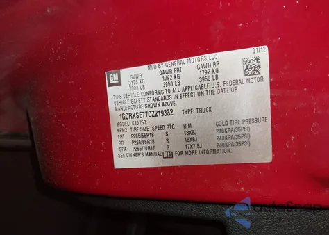 2012 Chevrolet Silverado 1500 Lt from USA, damaged, VIN 1GCRKSE77CZ219332